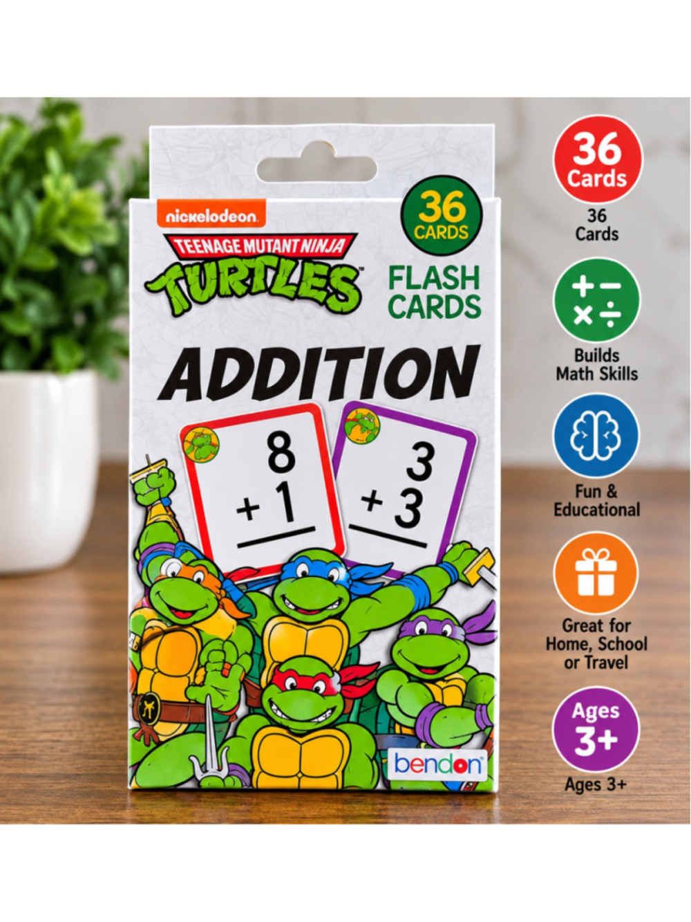 Teenage Mutant Ninja Turtles Addition Flash Cards 36 Cards Math Ages 4+ NEW